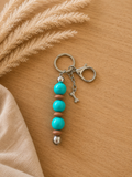 Teal & Brown Keychain w/ Dog Bone Charm