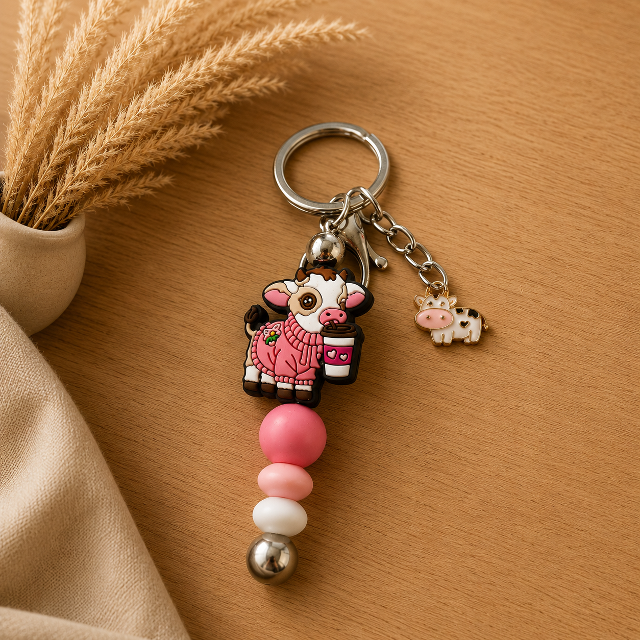 Cow Keychain w/ Cow Charm