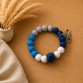 Blue, Grey & White wristlet