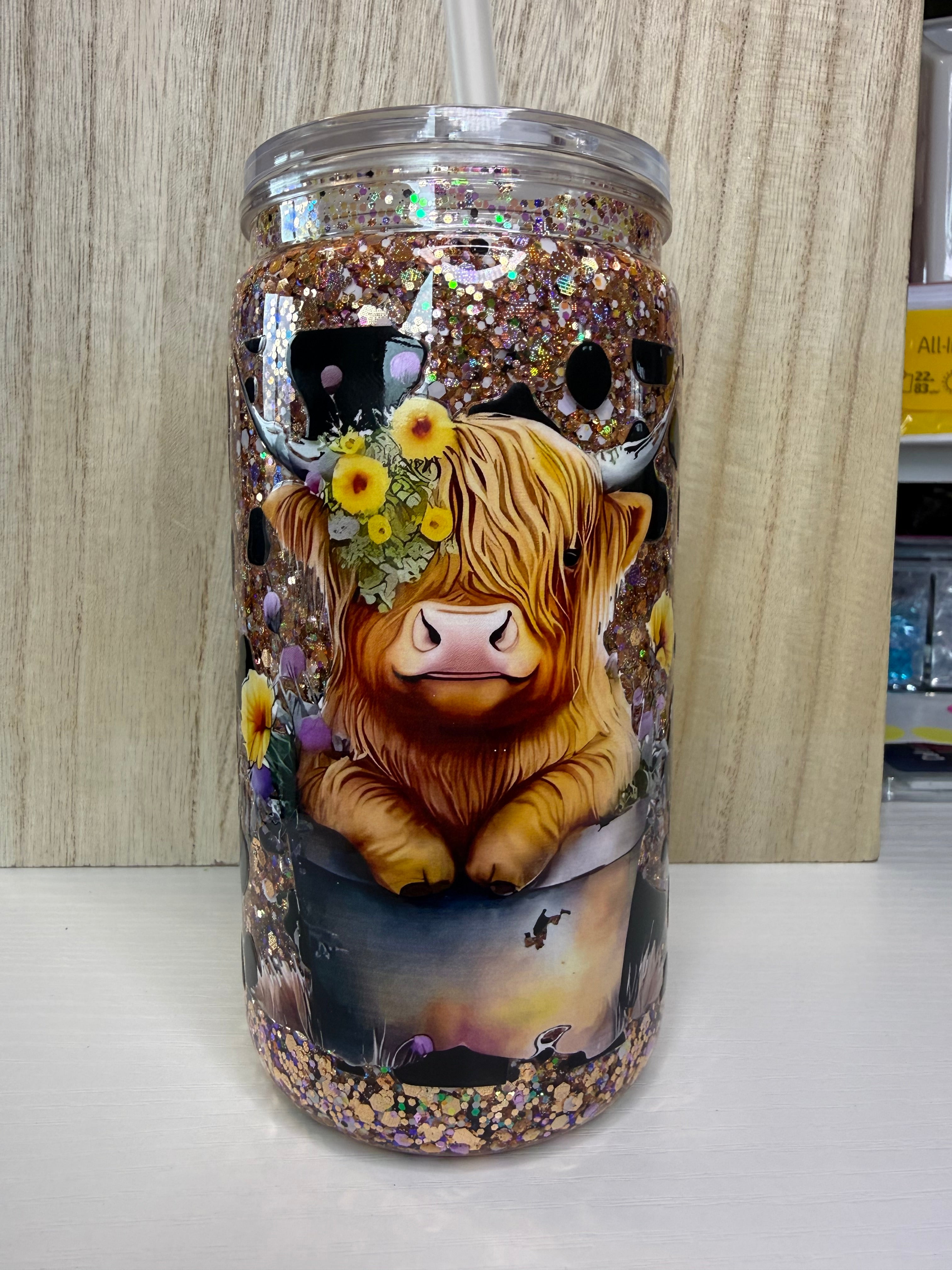 16 oz Pre-Made Acrylic Snow Globe Tumbler