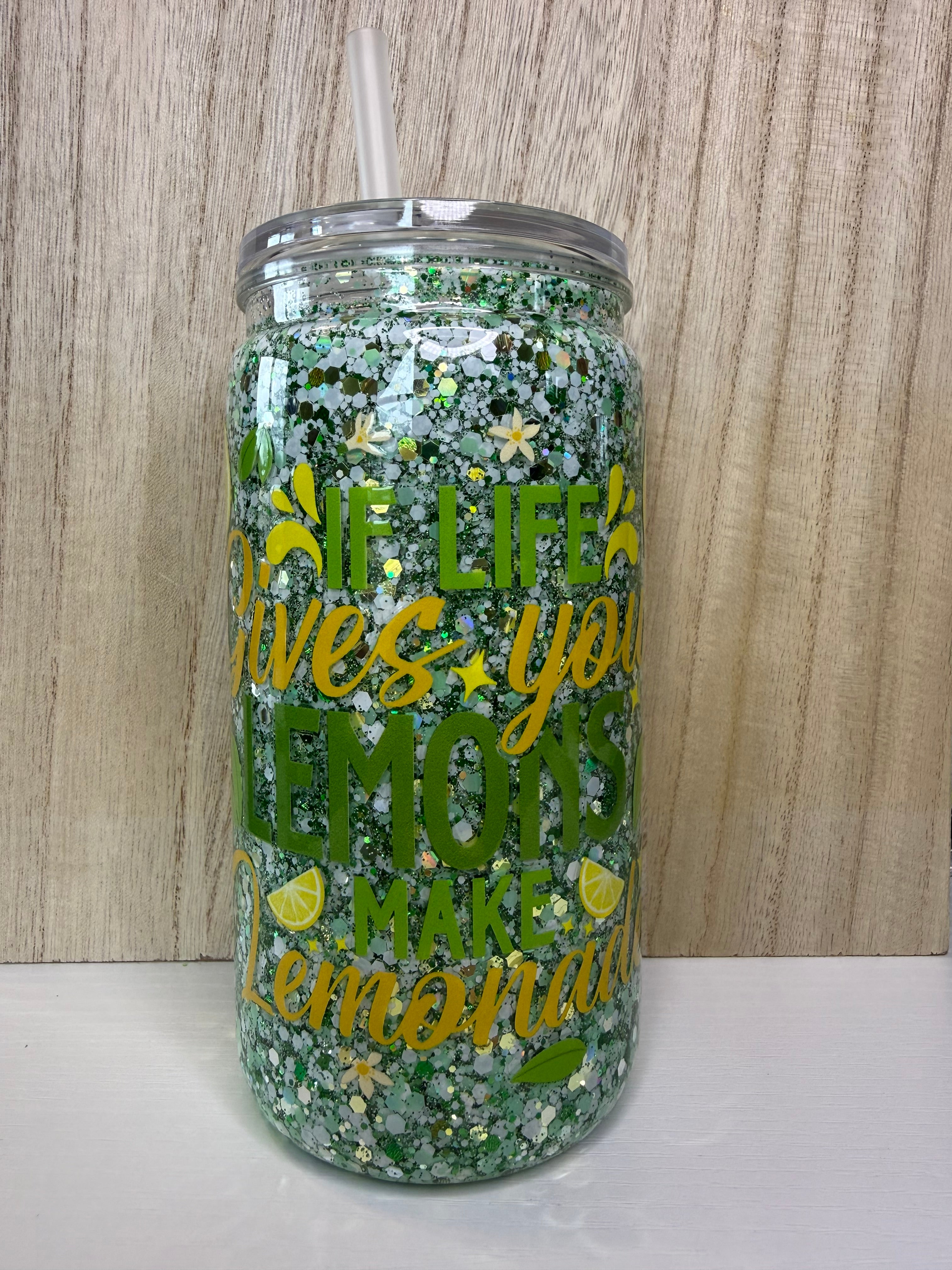 16 oz Pre-Made Acrylic Snow Globe Tumbler