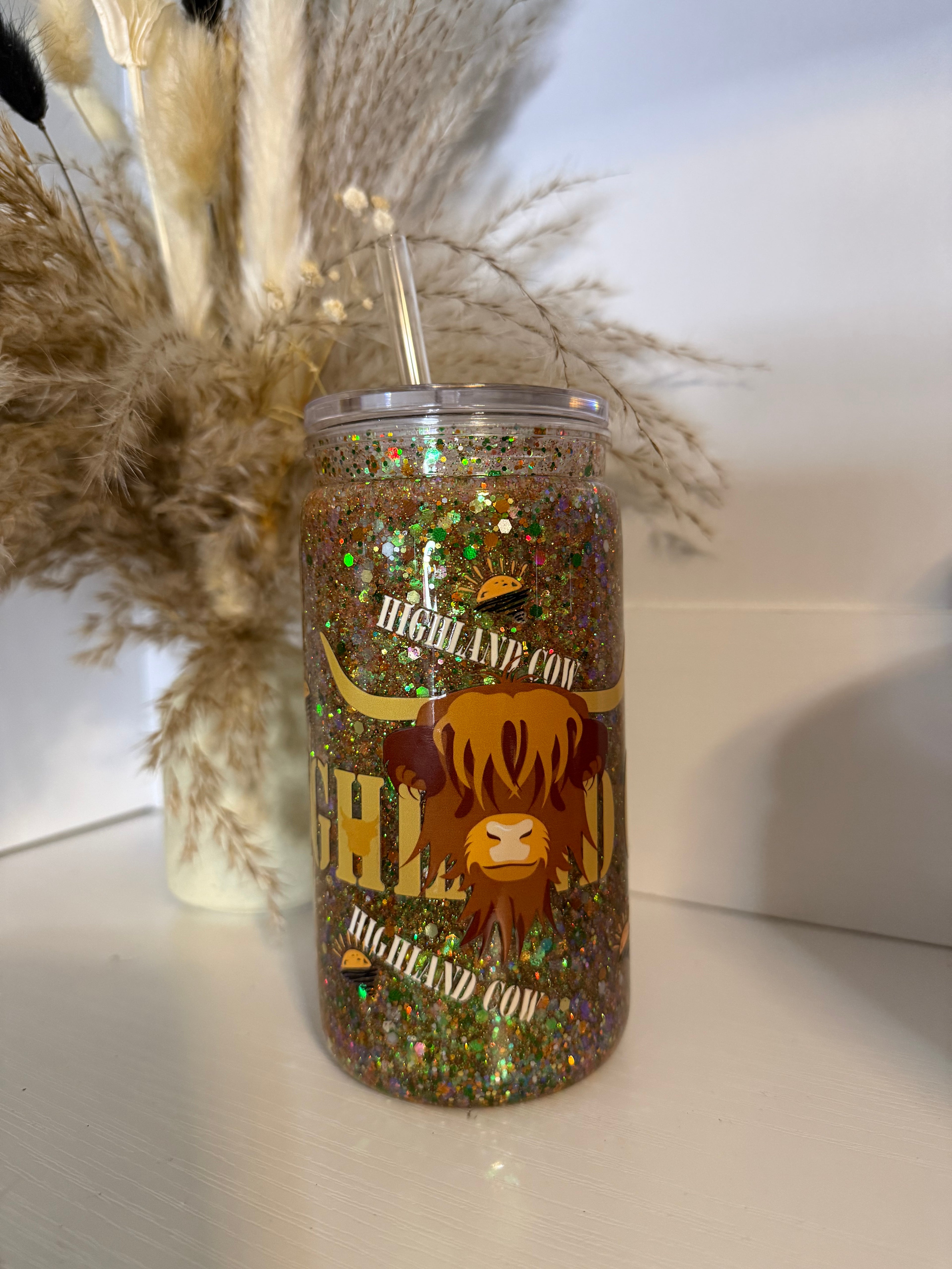 16 oz Pre-Made Acrylic Snow Globe Tumbler