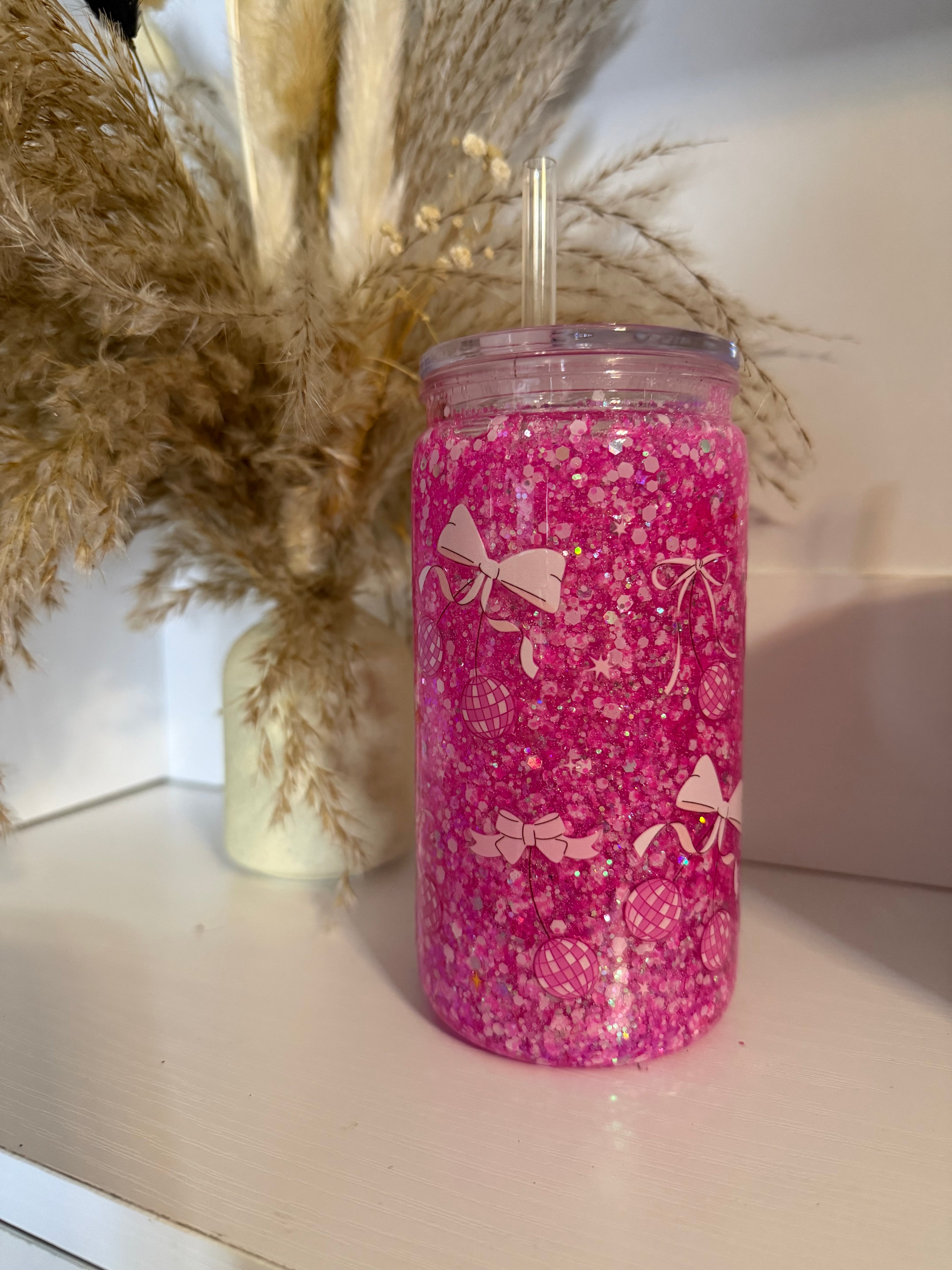 16 oz Pre-Made Acrylic Snow Globe Tumbler